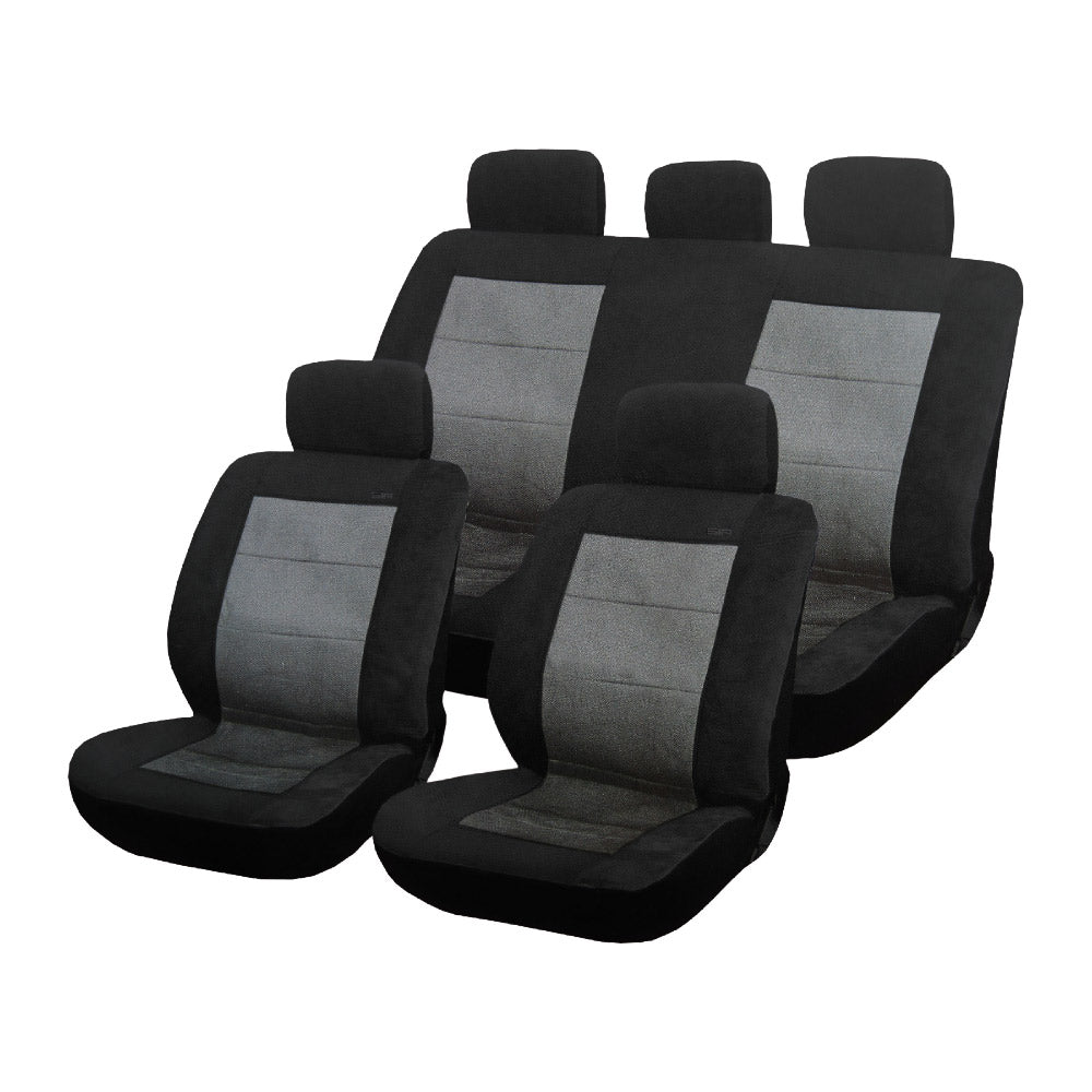 Auto Choice Premium 9pc Black/Grey Seat Cover Set