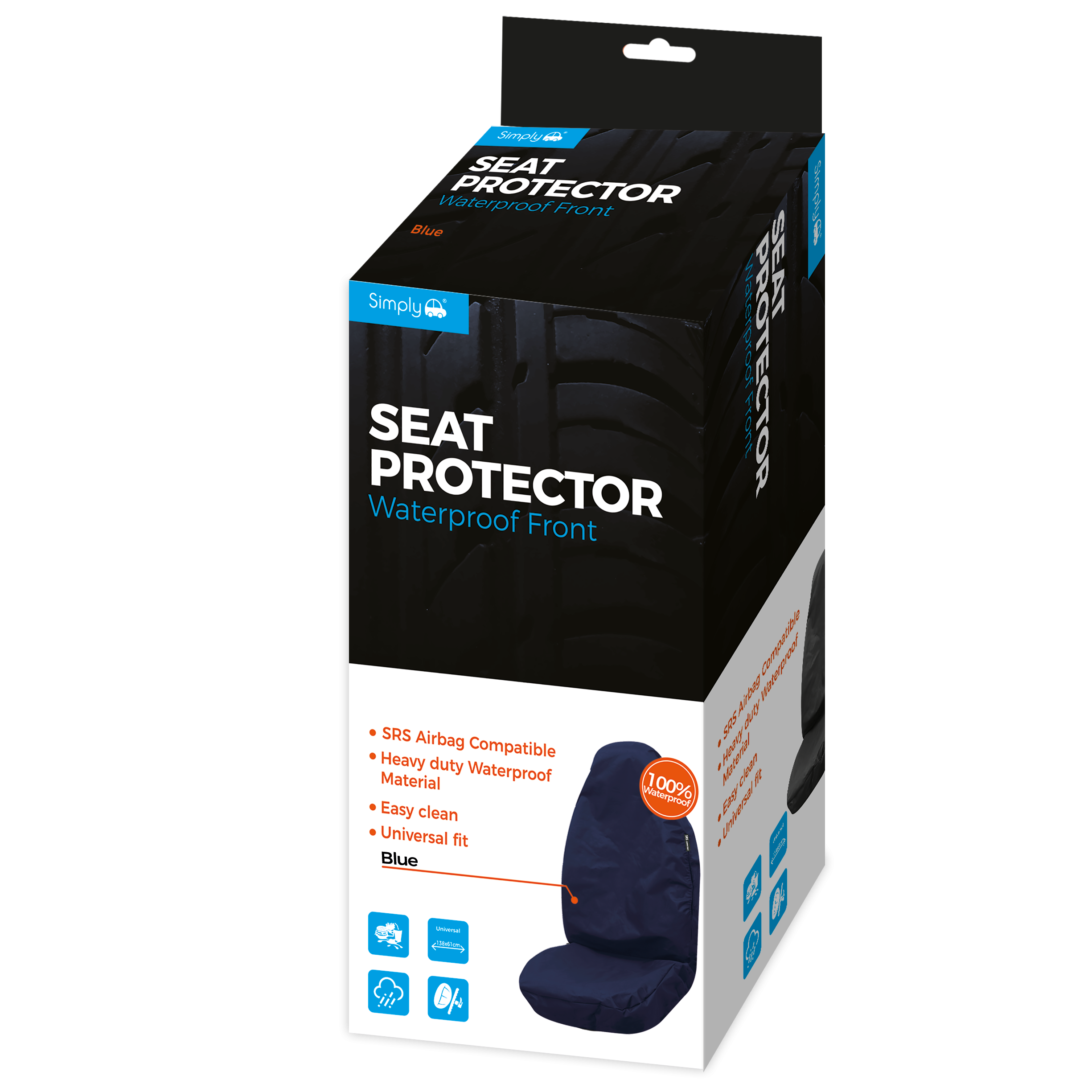 Blue Airbag Compatible Front Seat Protector (ABSBP02)